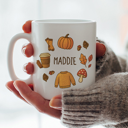 Personalised Autumn Icons Mug