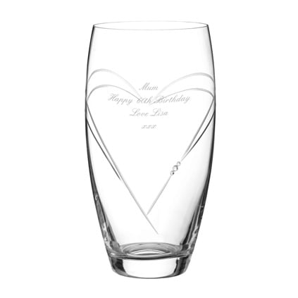 Personalised Heart Cut Crystal Barrel Vase Adorned With Swarovski Crystals