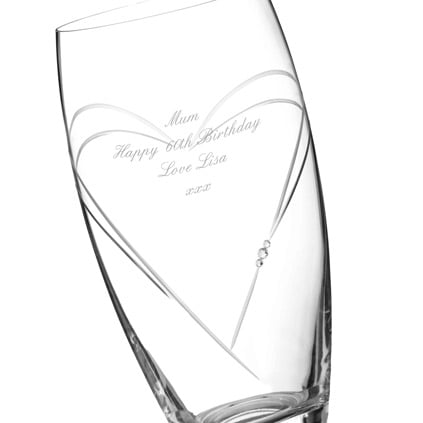Personalised Heart Cut Crystal Barrel Vase Adorned With Swarovski Crystals
