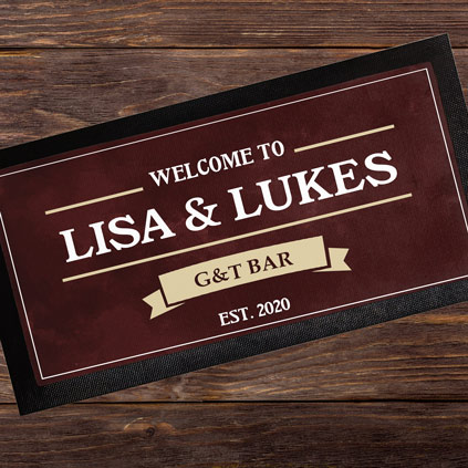 Personalised Bar Mat Vintage Design Choose Colour