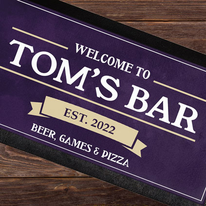 Personalised Bar Mat Vintage Design Choose Colour