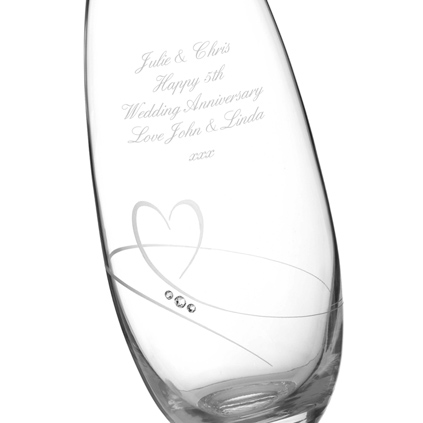 Personalised Barrel Vase Adorned With Swarovski Crystals 25cm