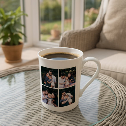4 Photo Collage Bone China Mug
