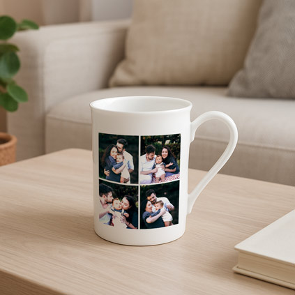 4 Photo Collage Bone China Mug