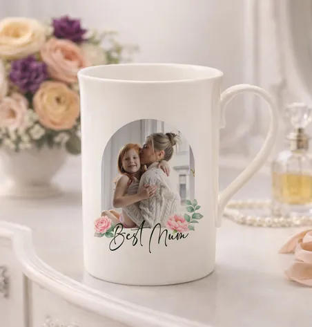 Personalised Photo Upload Bone China Mug Best Mum