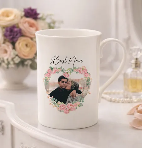 Personalised Photo Upload Bone China Mug for Nan