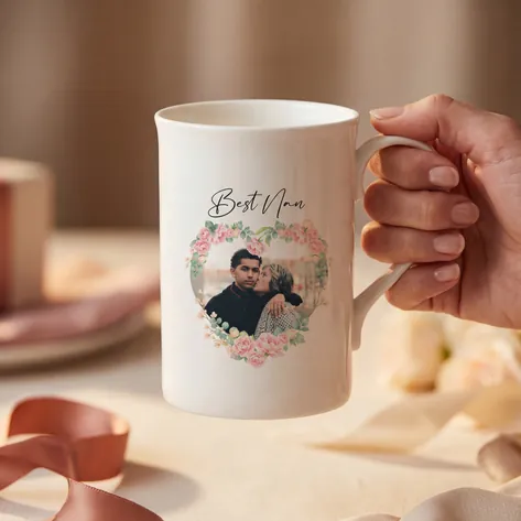 Personalised Photo Upload Bone China Mug for Nan