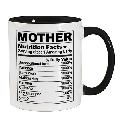 Personalised Nutritional Value of a Mother Black Mug