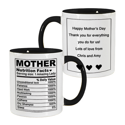 Personalised Nutritional Value of a Mother Black Mug