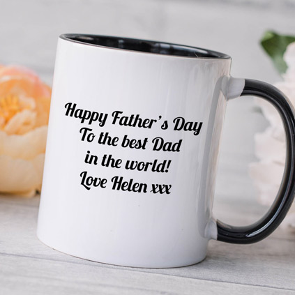 Personalised Initial And Name Black Handled Mug