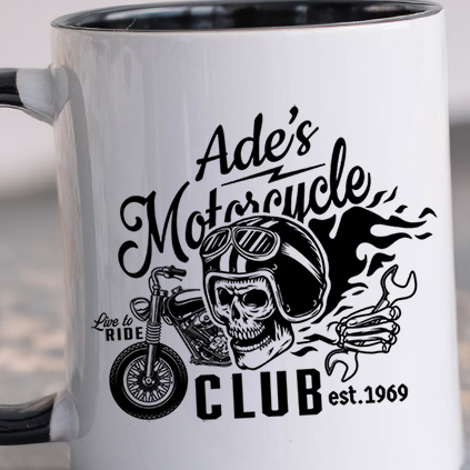 Personalised Name's Motorcycle Club Black Handle Mug
