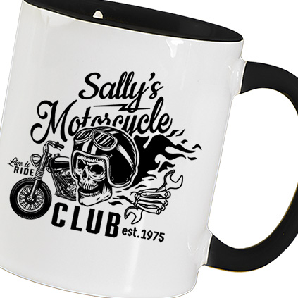 Personalised Name's Motorcycle Club Black Handle Mug