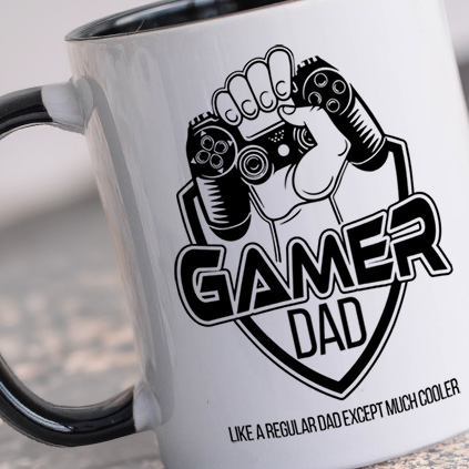 Personalised Gamer Black Handled Mug