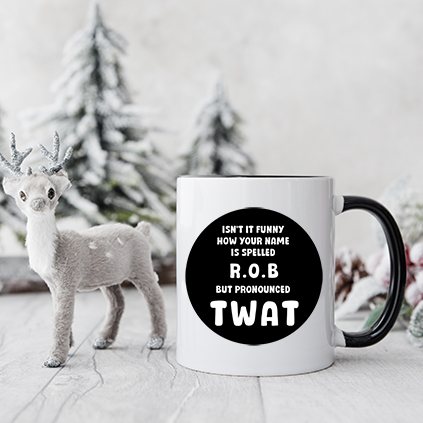 Personalised Funny Secret Santa Black Handled Mug