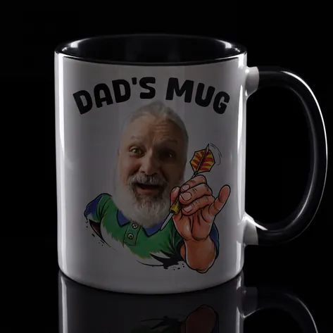 Personalised Darts Photo Face Mug For Dad