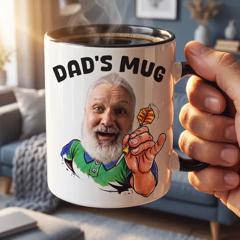 Personalised Darts Photo Face Mug For Dad