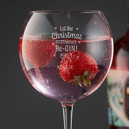 Personalised Let Christmas Be-Gin Gin Glass