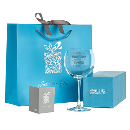 Personalised Let Christmas Be-Gin Gin Glass