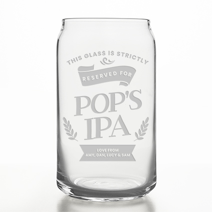 Personalised Name's IPA Beer Can Glass