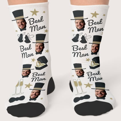 Personalised Photo Upload Best Man Wedding Day Socks