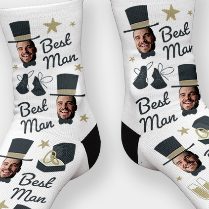 Personalised Photo Upload Best Man Wedding Day Socks
