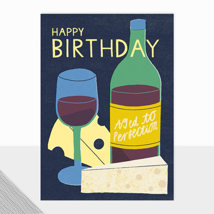 Happy Birthday Cheese And Wine Greeting Card