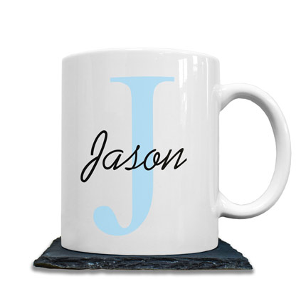 Personalised Mug - Any Name And Initial Blue