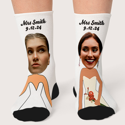 Personalised Bride And Bride Photo Socks