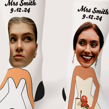 Personalised Bride And Bride Photo Socks