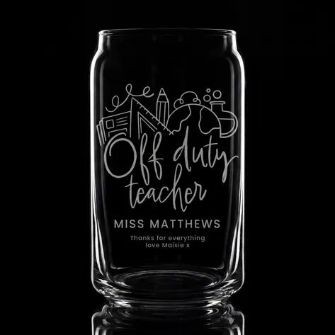 Personalised Off Duty Teacher Beer Can Glass Personalised Off Duty Teacher Beer Can Glass