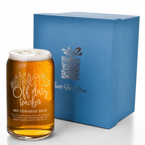 Personalised Off Duty Teacher Beer Can Glass Personalised Off Duty Teacher Beer Can Glass