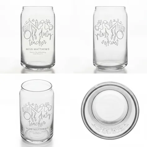 Personalised Off Duty Teacher Beer Can Glass Personalised Off Duty Teacher Beer Can Glass