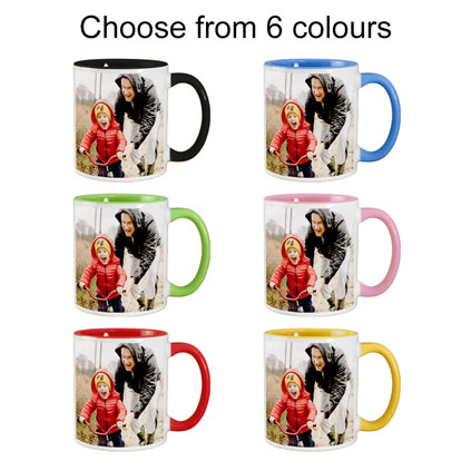 Personalised Photo Mug Coloured Inner And Handle