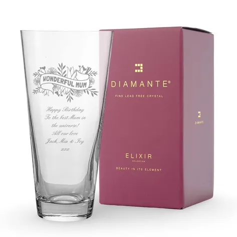 Personalised Floral Banner Wonderful Mum Conical Vase Personalised Floral Banner Wonderful Mum Conical Vase