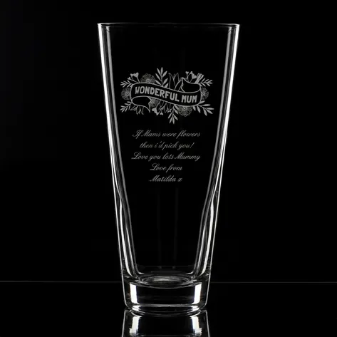 Personalised Floral Banner Wonderful Mum Conical Vase