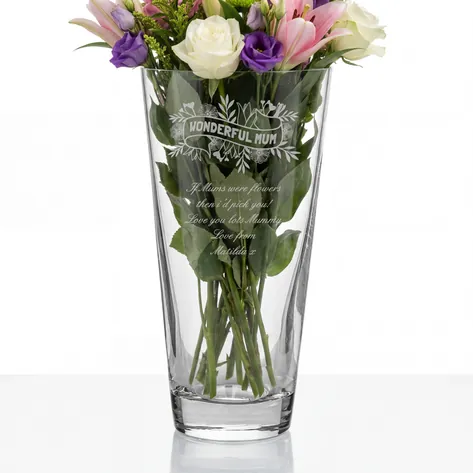 Personalised Floral Banner Wonderful Mum Conical Vase