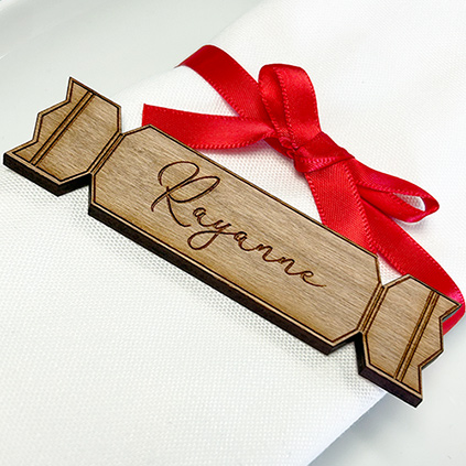 Personalised Christmas Cracker Wooden Place Name Table Decoration