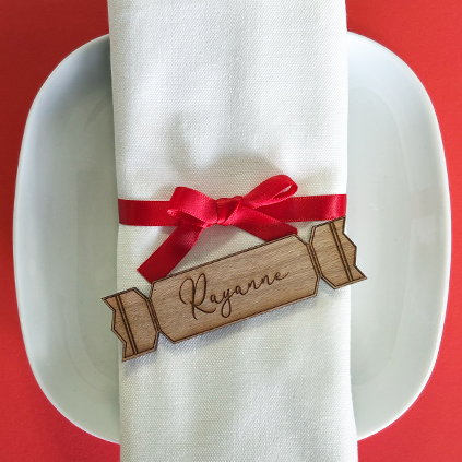 Personalised Christmas Cracker Wooden Place Name Table Decoration