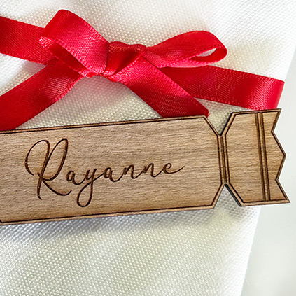 Personalised Christmas Cracker Wooden Place Name Table Decoration