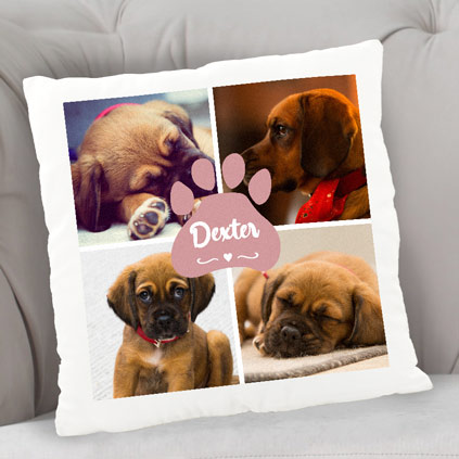 Personalised Multi Photo Upload Dog Cushion Choose Colour