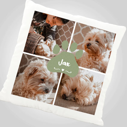 Personalised Multi Photo Upload Dog Cushion Choose Colour