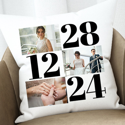 Personalised Wedding Date Photo Cushion