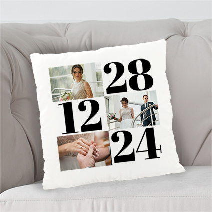 Personalised Wedding Date Photo Cushion