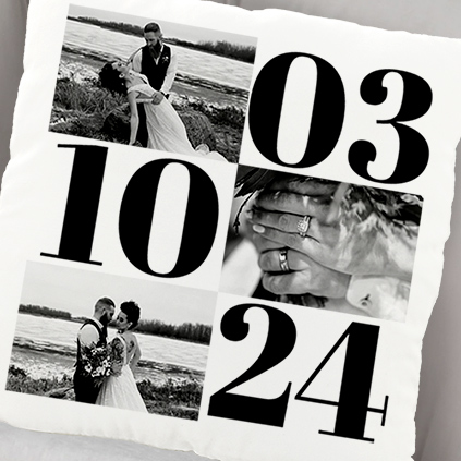 Personalised Wedding Date Photo Cushion