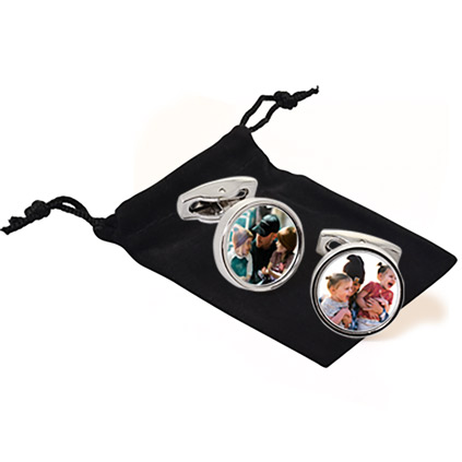 Personalised Photo Upload Chrome Cufflink Set