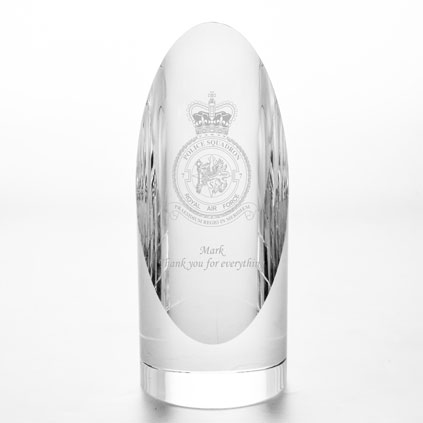 Logo Engraved Optical Crystal Cylinder Trophy Award 16cm