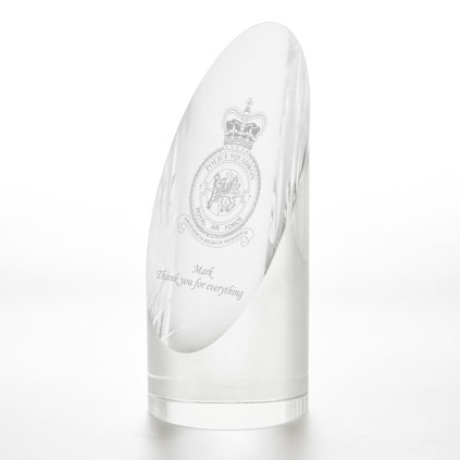 Logo Engraved Optical Crystal Cylinder Trophy Award 16cm
