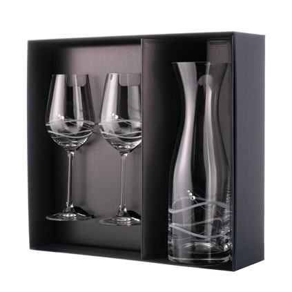 Personalised Wine Glass & Carafe Set With Swarovski Elements
