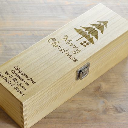 Personalised Wooden Wine Box - Christmas Gift