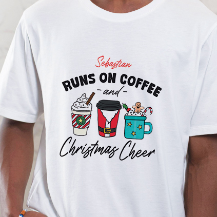 Personalised Coffee And Christmas Cheer T-Shirt